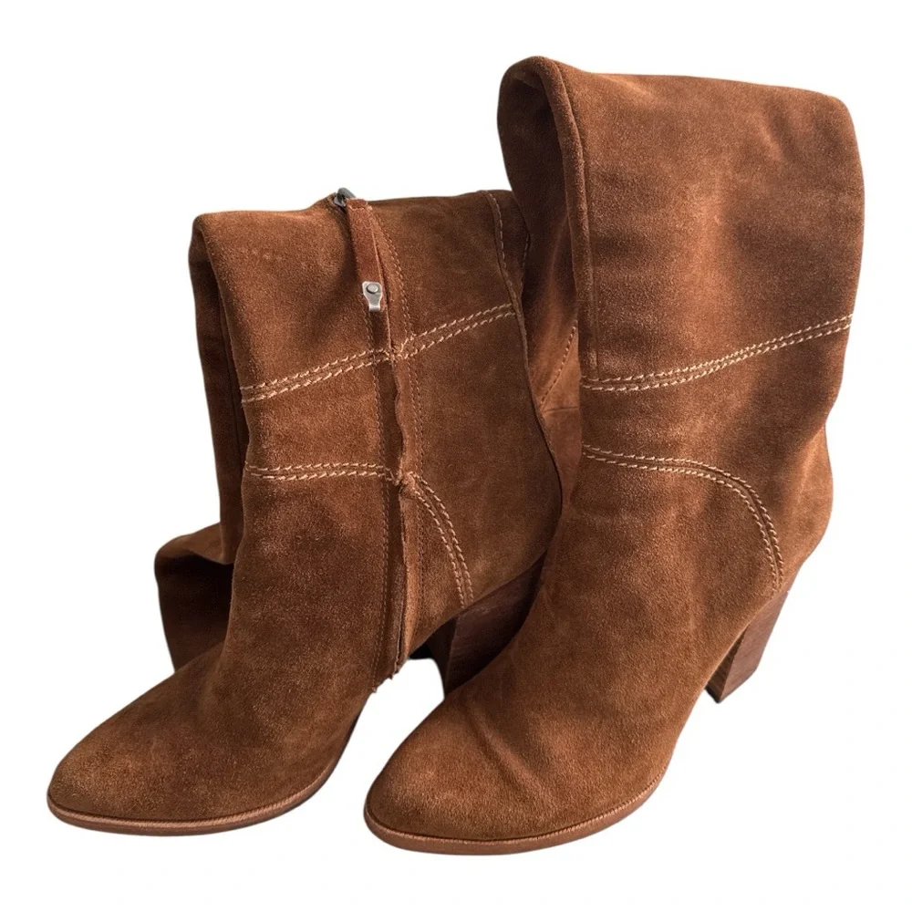 Dolce Vita Ohanna Saddle Suede Over The Knee Boots Stacked Heel Sz 7.5